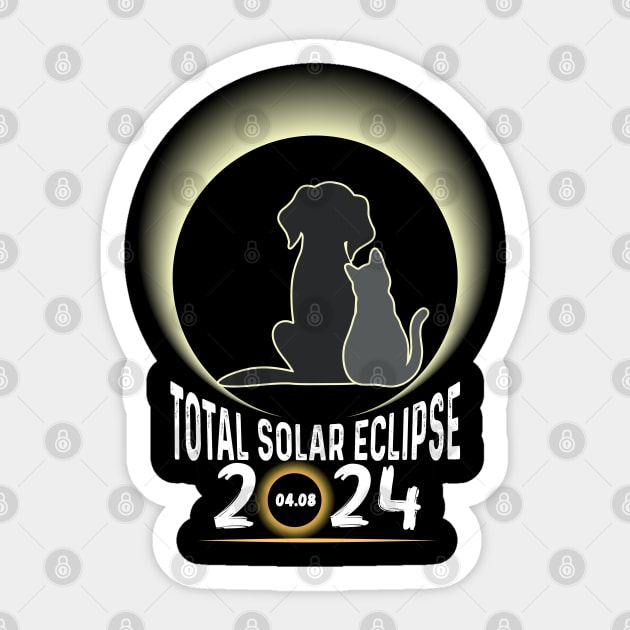 Solar Eclipse 2024 Shirt Total Eclipse April 8th 2024 Dog and cat Sticker by Peter smith